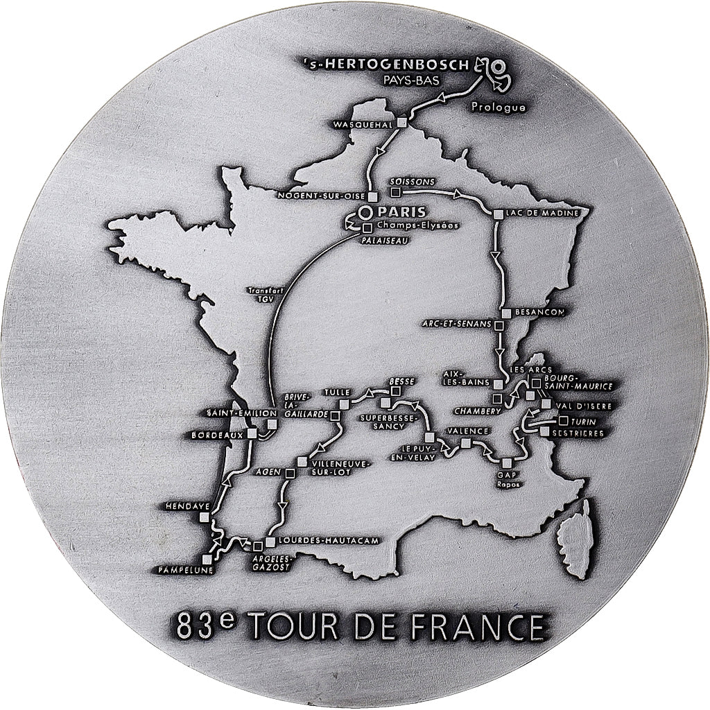 França, medalha, Cyclisme, 83ème Tour de France, 1996, Silvered Metal