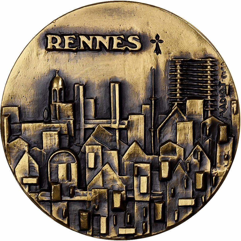 France, Medal, Edmond Hervé, Maire de Rennes à Pierre Mauroy, Bronze, Madiot