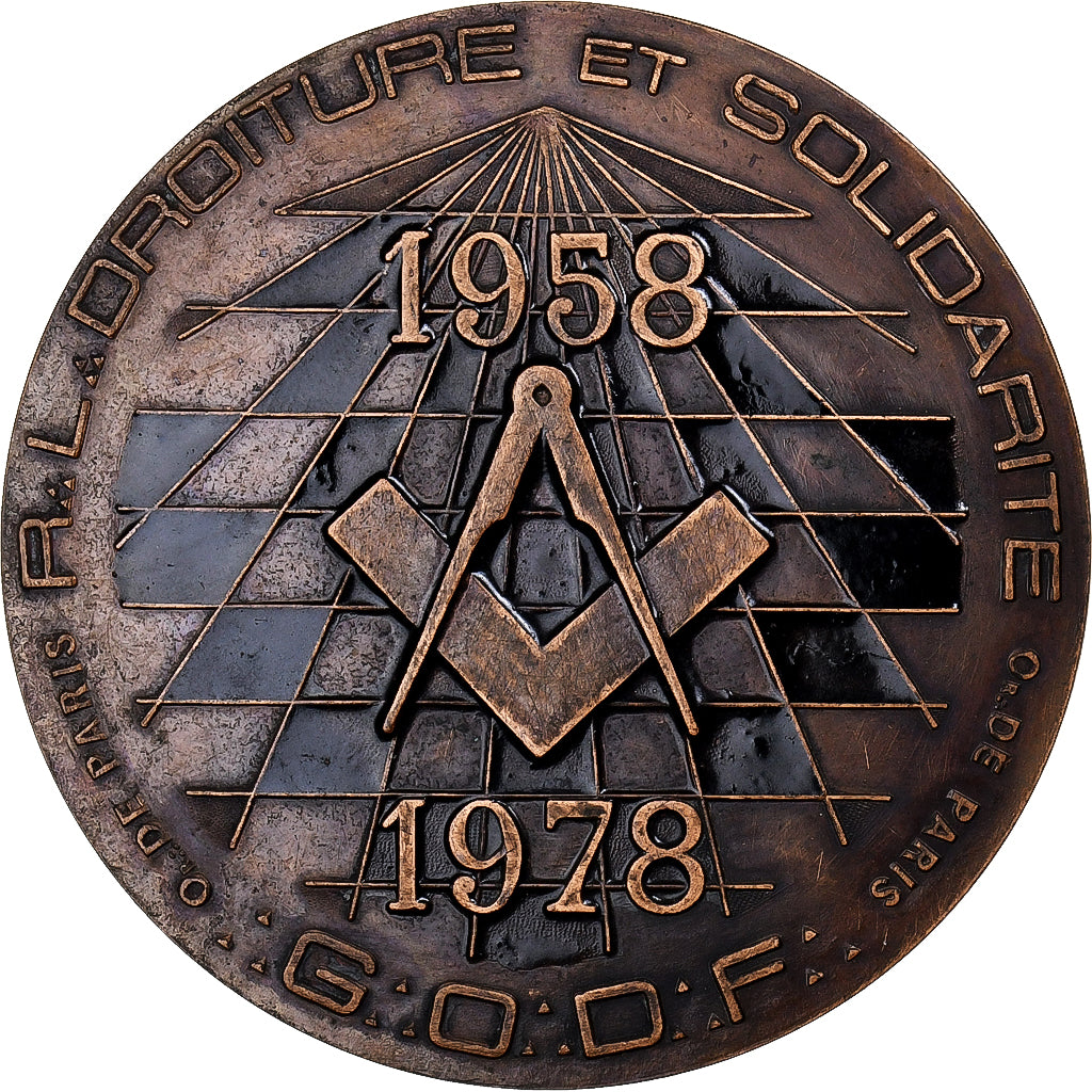 France, Médaille, Le Grand Orient de France à Pierre Mauroy, 1987, Bronze, SUP