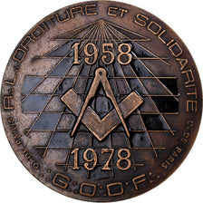 France, Médaille, Le Grand Orient de France à Pierre Mauroy, 1987, Bronze, SUP