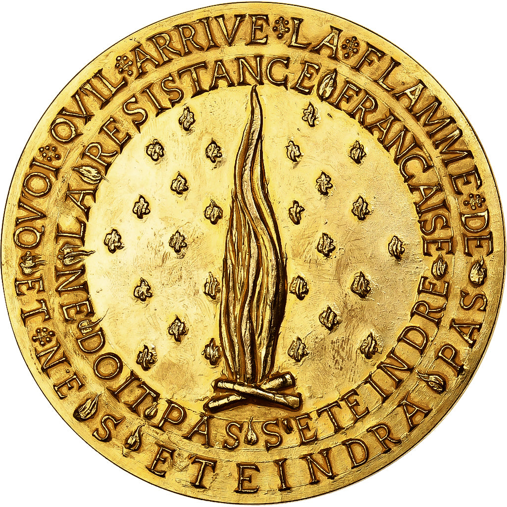 France, Medal, La Résistance, Gilt Bronze, De Jeager, MS(63)