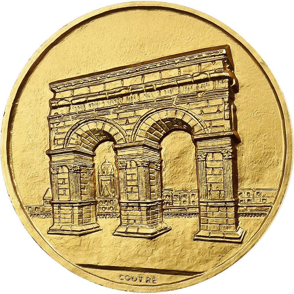 Frankreich, Medaille, La Ville de Saintes, 1974, Gilt Bronze, Coutré, STGL
