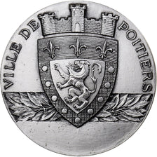 France, Medal, Ville de Poitiers, 1977, Silver, Cochet, MS63