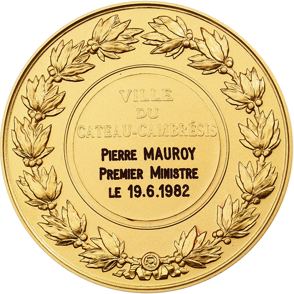 França, medalha, La Ville du Cateau-Cambrésis à Pierre Mauroy, 1982, Bronze