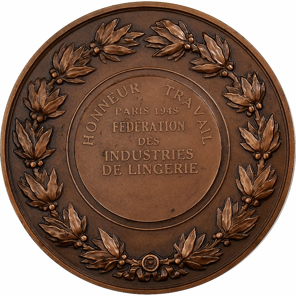 França, medalha, Fédération des Industries de Lingerie, Paris, 1948, Bronze