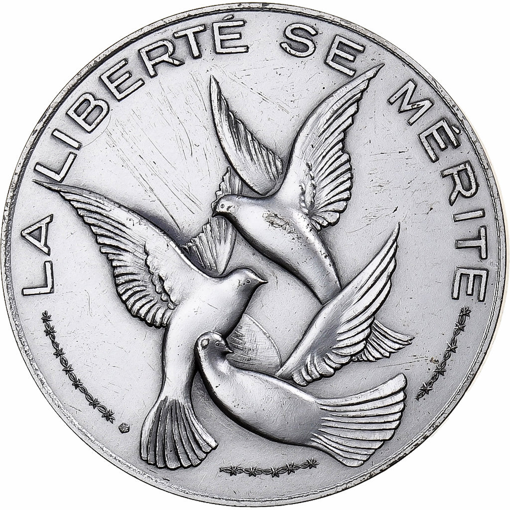 France, Medal, 30ème Anniversaire du Retour des Déportés, 1975, Silvered