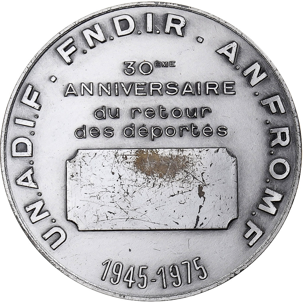 France, Medal, 30ème Anniversaire du Retour des Déportés, 1975, Silvered