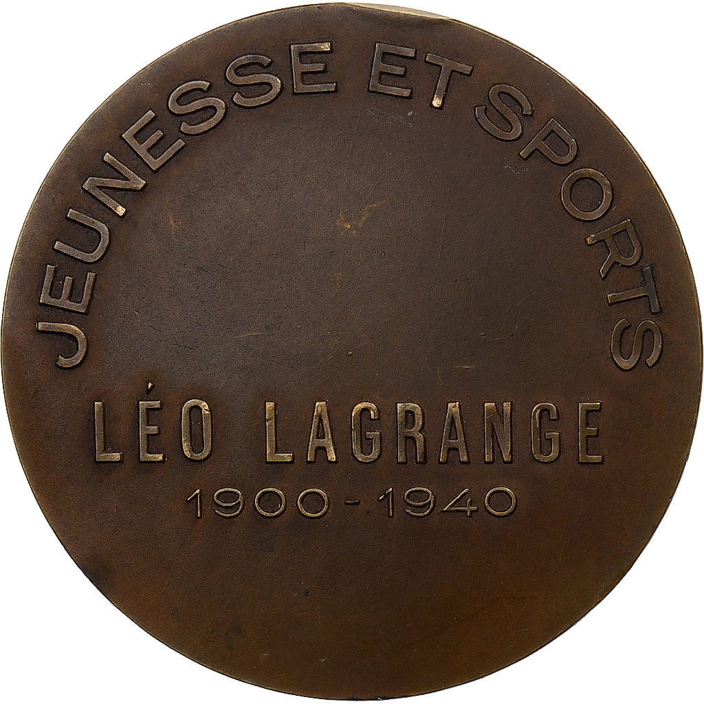 France, Médaille, Léo Lagrange, Jeunesse et Sports, 1940, Bronze, TTB+