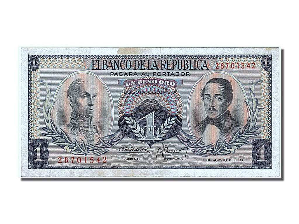 Banknote, Colombia, 1 Peso Oro, 1973, 1973-08-07, AU(50-53)