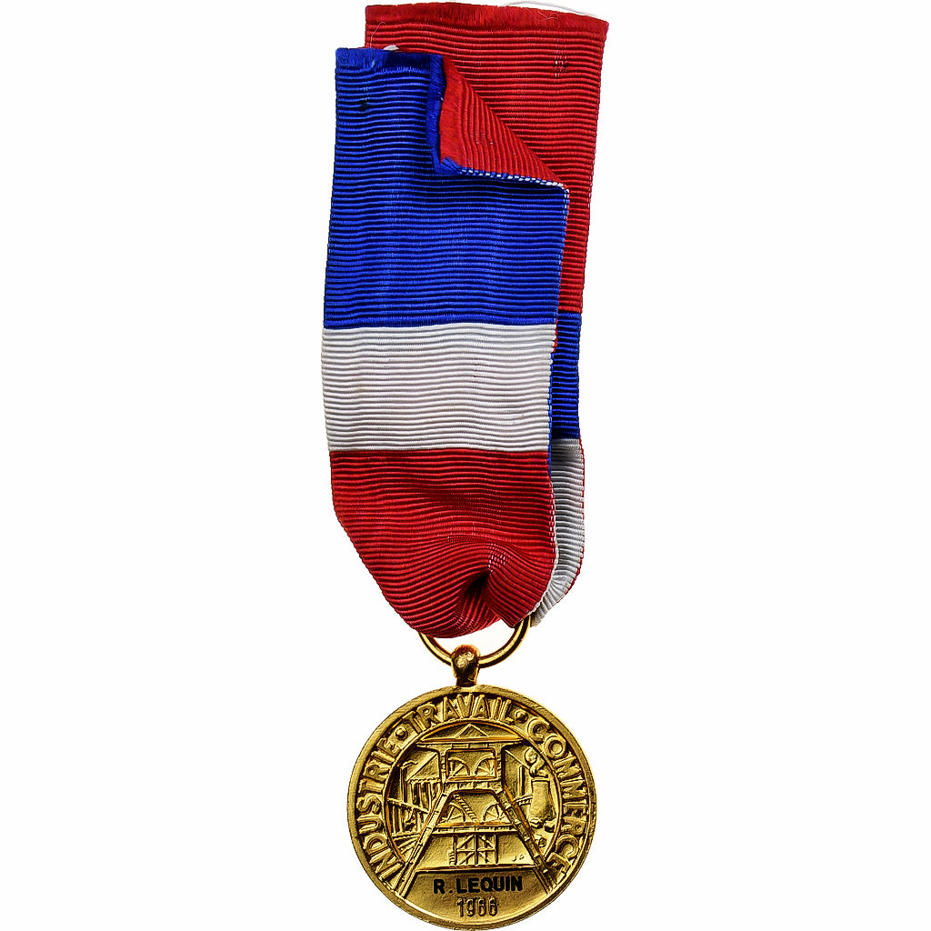France, Industrie-Travail-Commerce, Medal, 1966, Excellent Quality, Gilt Bronze