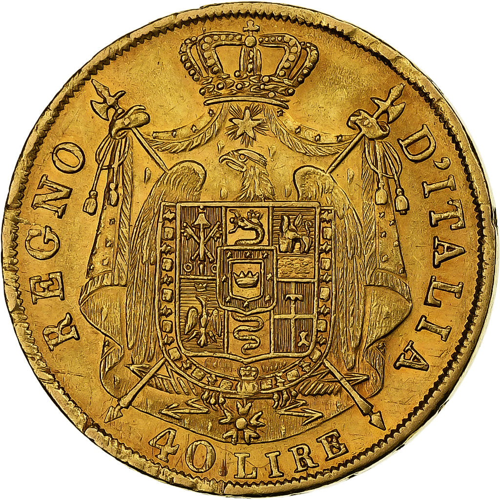 Italien Staaten, KINGDOM OF NAPOLEON, Napoleon I, 40 Lire, 1814/04, Milan, Gold