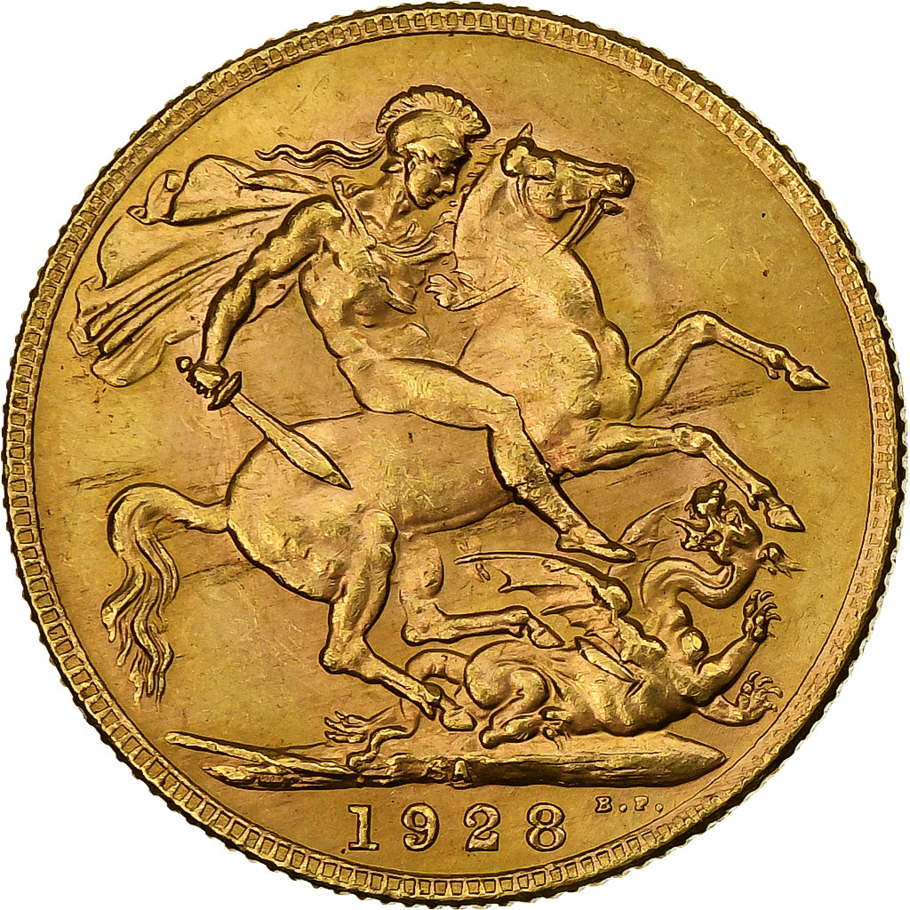 Sudáfrica, George V, Sovereign, 1928, Pretoria, Oro, EBC, KM:21
