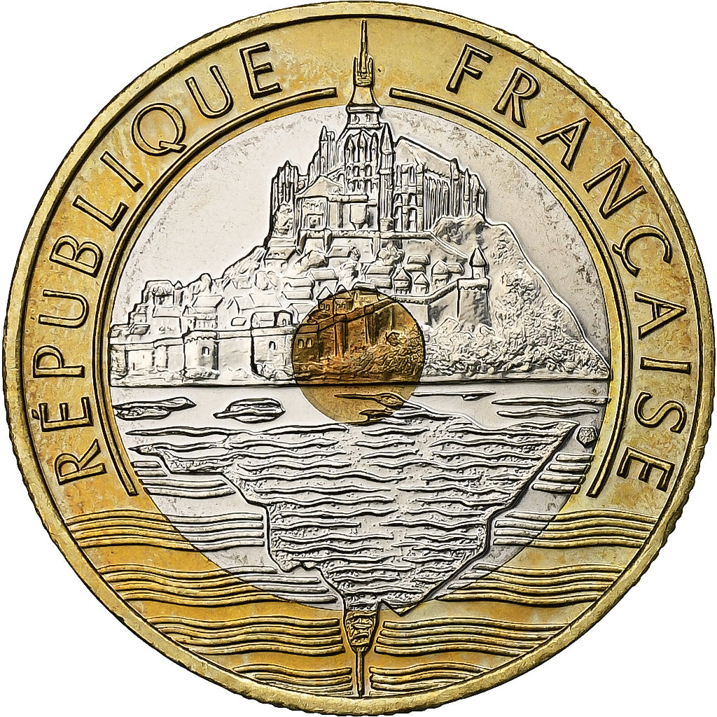 Munten, Frankrijk, Mont Saint Michel, 20 Francs, 2001, Paris, FDC, Tri-Metallic