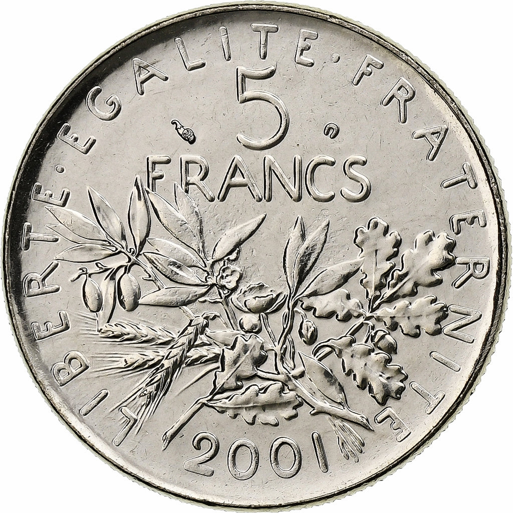 France, Semeuse, 5 Francs, 2001, Monnaie de Paris, BU, FDC, Nickel Clad
