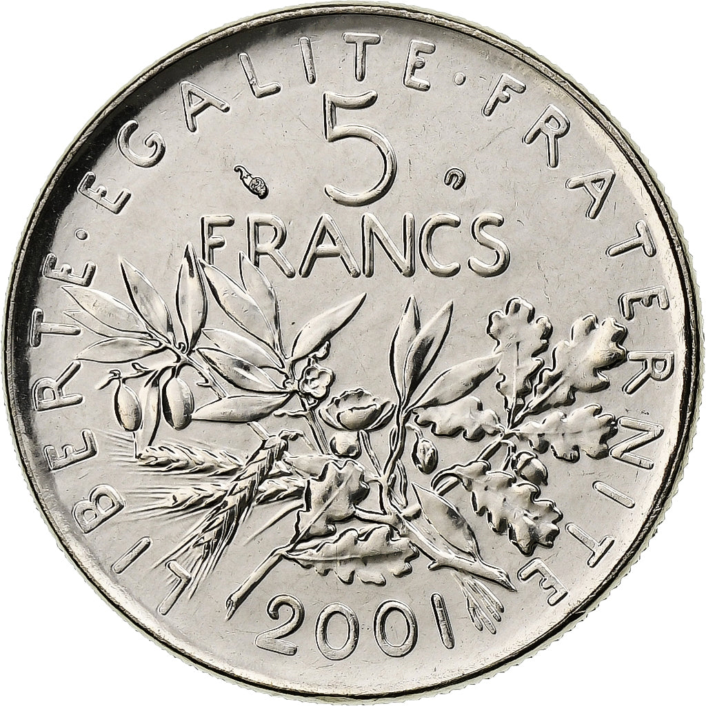 France, Semeuse, 5 Francs, 2001, Monnaie de Paris, BU, FDC, Nickel Clad