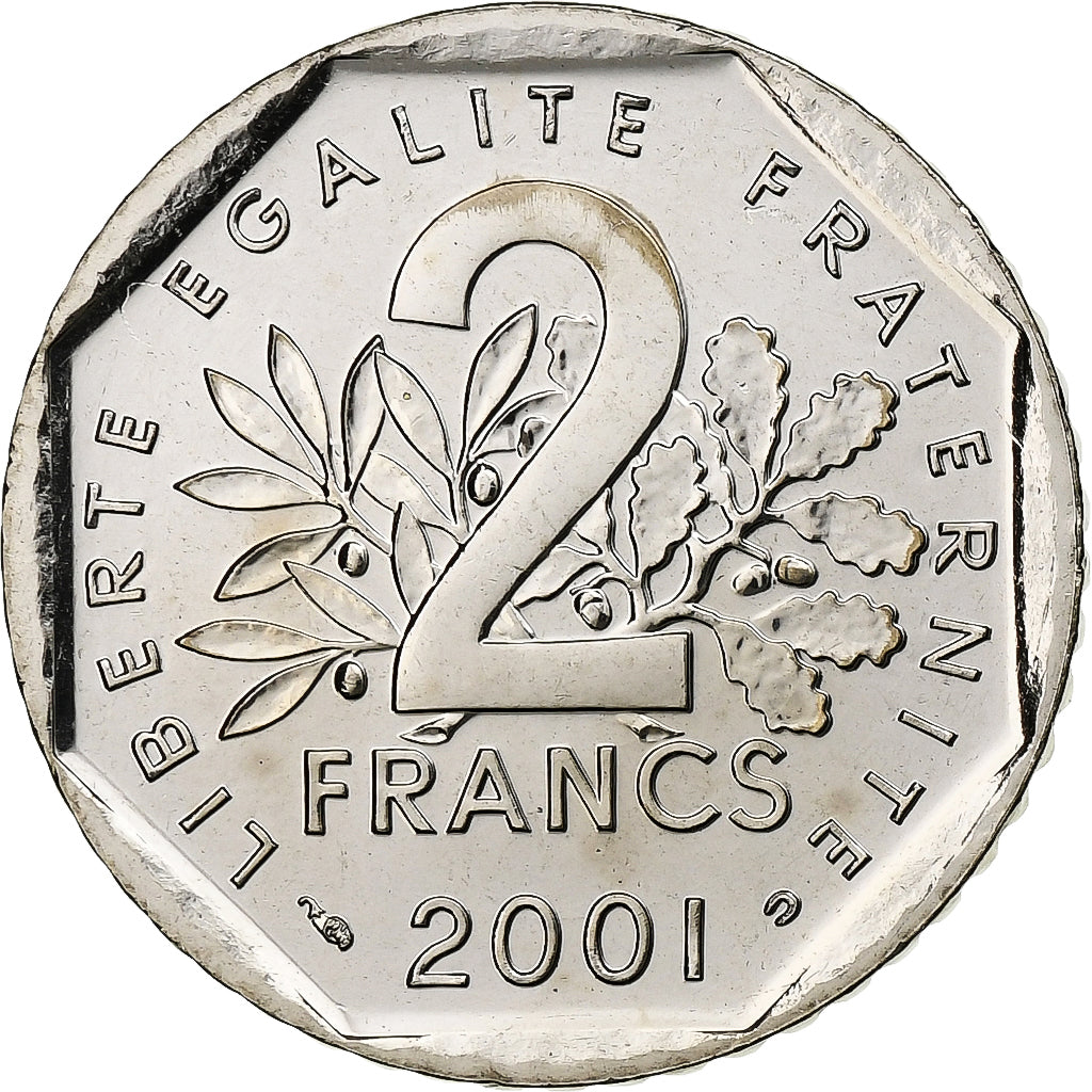 France, 2 Francs, Semeuse, 2001, Monnaie de Paris, BU, Nickel, MS(65-70)