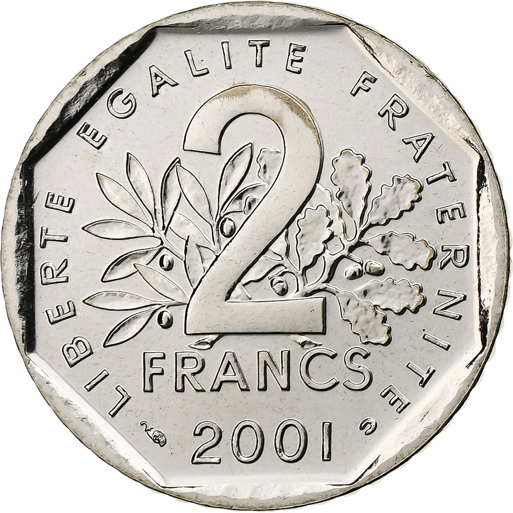 Francia, Semeuse, 2 Francs, 2001, Monnaie de Paris, BU, FDC, Nichel, KM:942.1