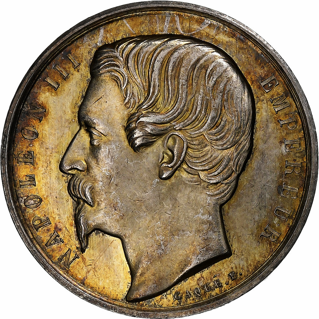 France, Token, Napoléon III, Notaires de Laon, 1854, Silver, Caqué, MS(63)