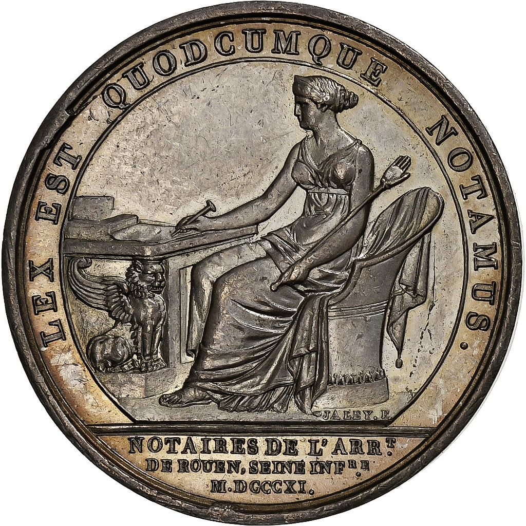 Francia, zeton, Louis XVIII, Notaires de l'Arrondissement de Rouen, 1811, Plata