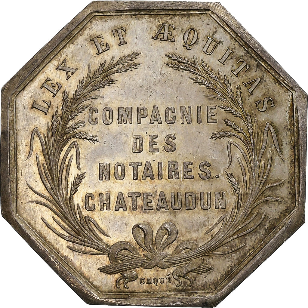 France, Token, Compagnie des Notaires de Chateaudun, Silver, Barre, MS63