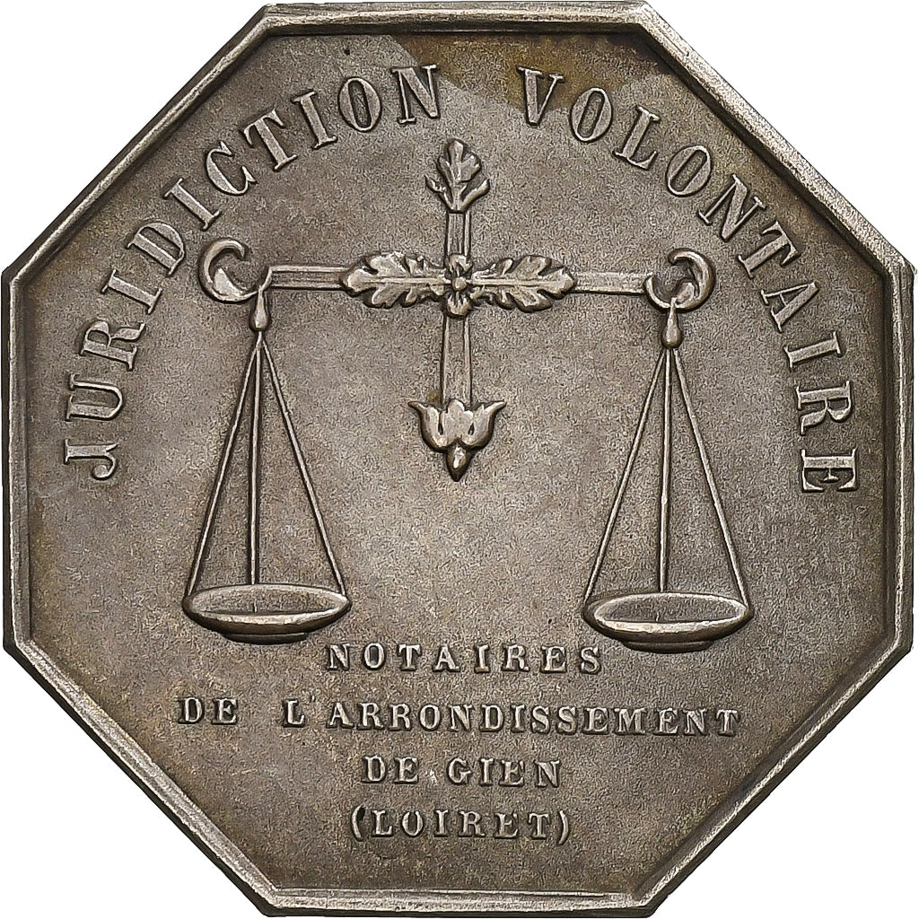 Frankrijk, Token, Notaires de l'Arrondissement de Gien, Zilver, Barre, MS63