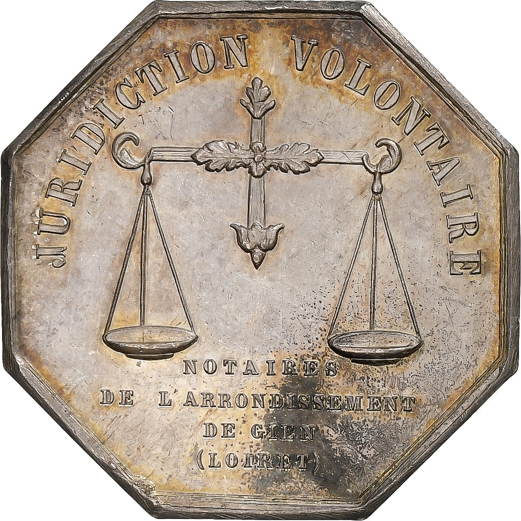 France, Token, Notaires de l'Arrondissement de Gien, Silver, Barre, MS63
