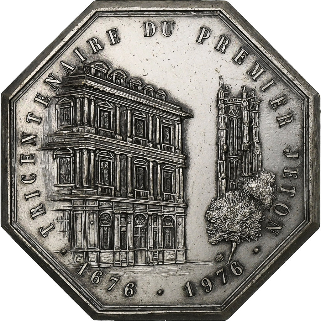 França, Token, Compagnie des Notaires de Paris, 1976, Bronze Prateado, MS(63)
