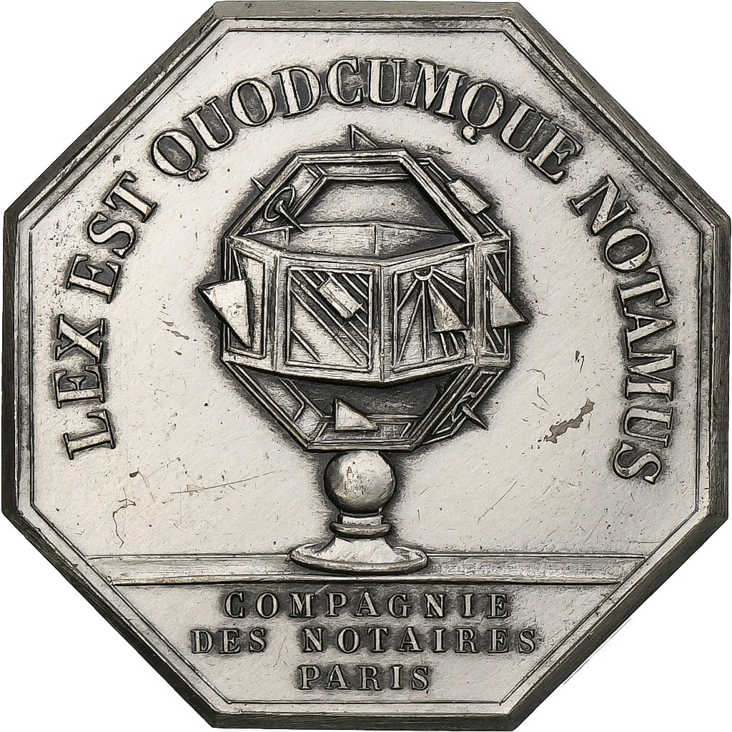 França, Token, Compagnie des Notaires de Paris, 1976, Bronze Prateado, MS(63)