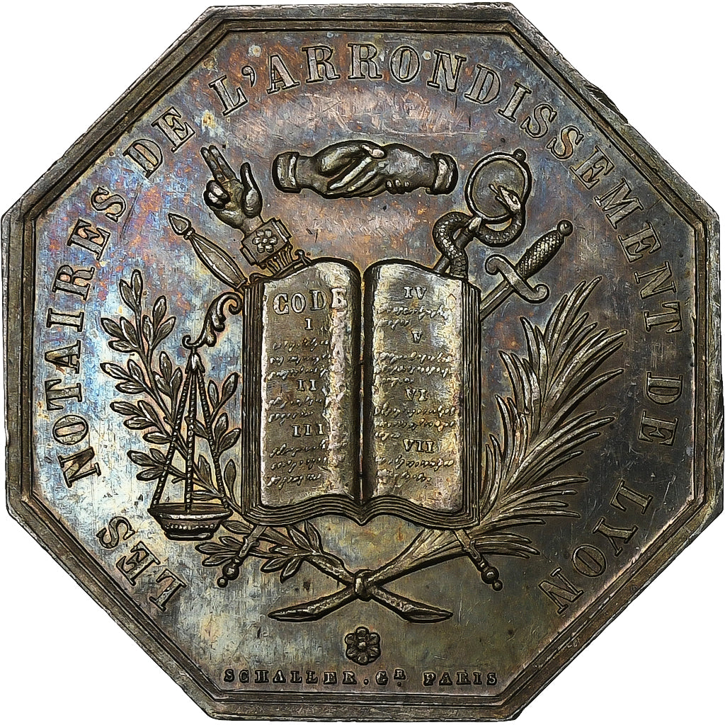 França, Token, Notaires de l'Arrondissement de Lyon, 1883, Schaller, AU(55-58)