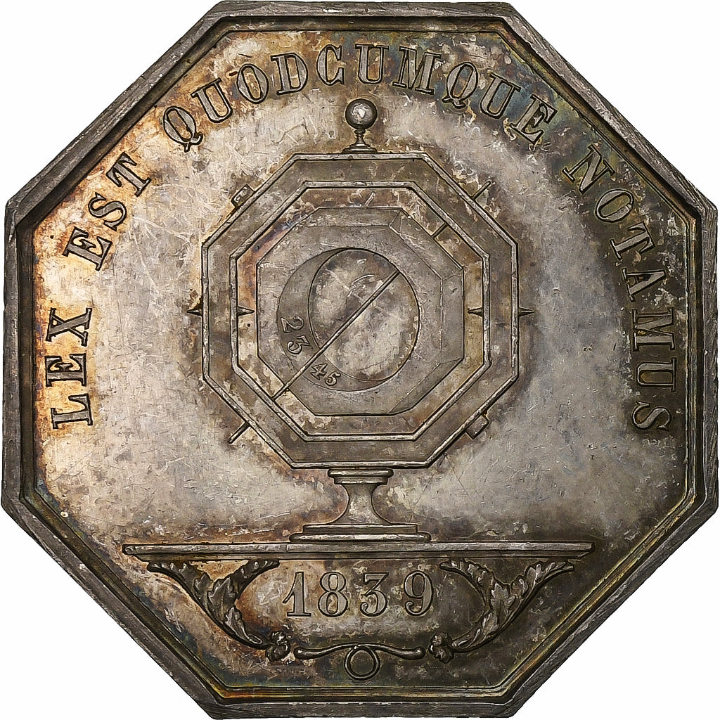 Francia, zeton, Notaires de l'Arrondissement de Lyon, 1839, Plata, Durand, EBC