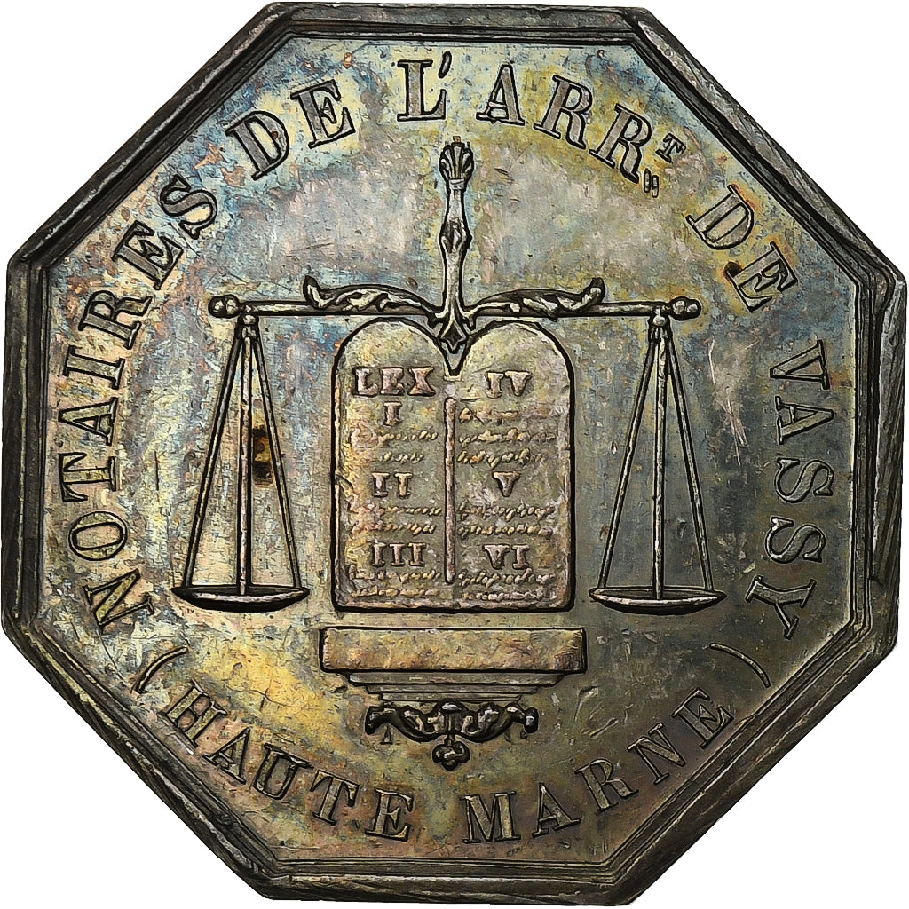 France, Token, Notaires de l'Arrondissement de Vassy, Haute Marne, 1851, Silver