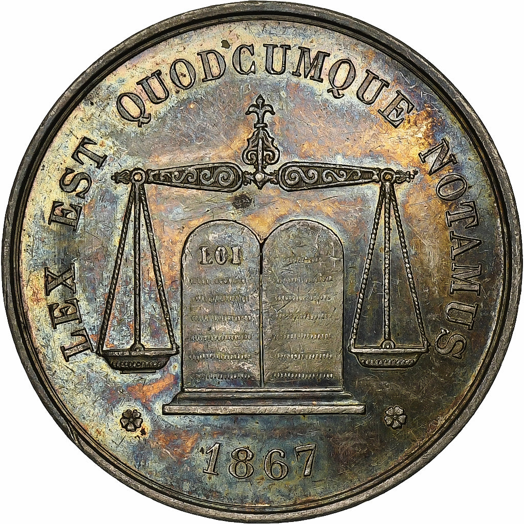 Francia, Token, Notaires de l'Arrondissement de Semur, Côte d'Or, 1867, SPL-