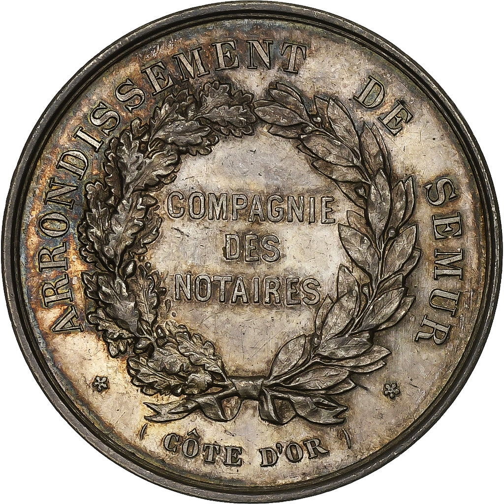 Francia, Token, Notaires de l'Arrondissement de Semur, Côte d'Or, 1867, SPL-