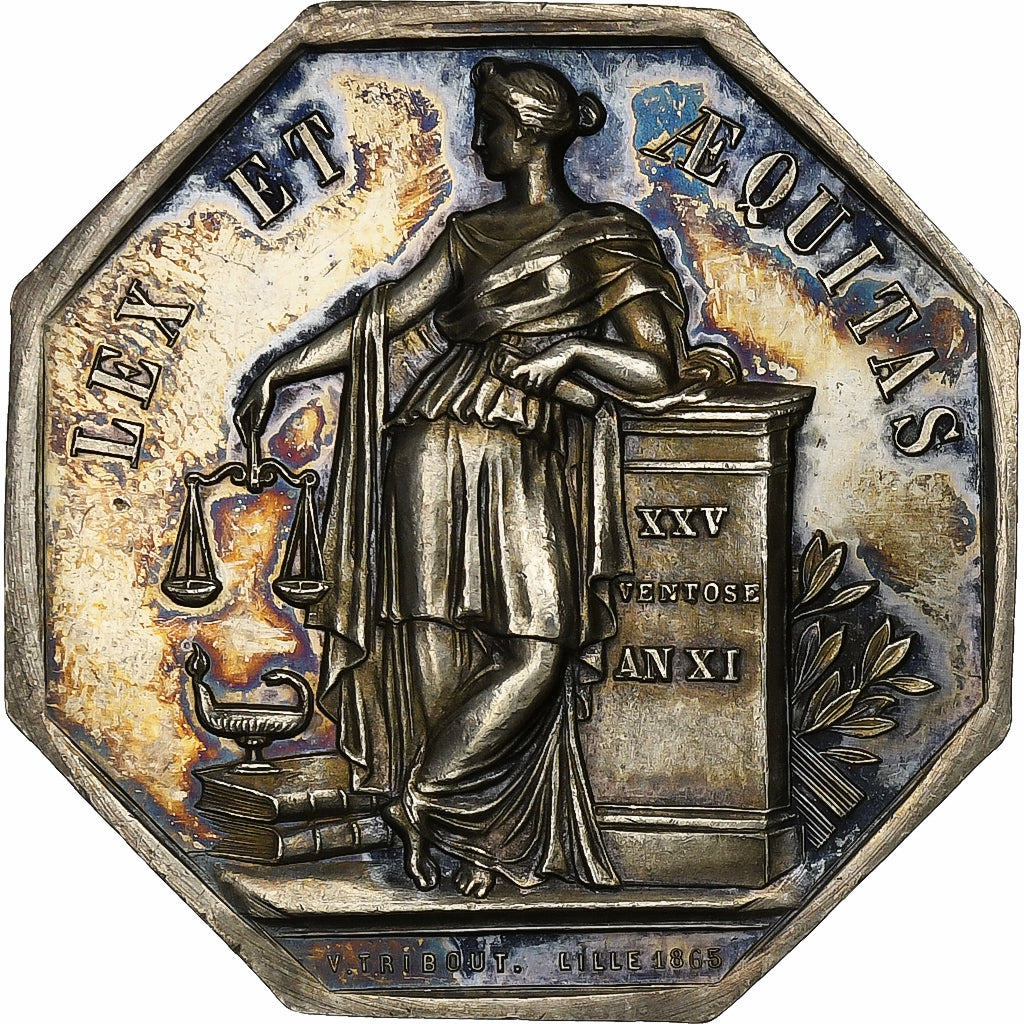 France, Token, Notaires de l'Arrondissement de Lille, 1865, Silver, Tribout