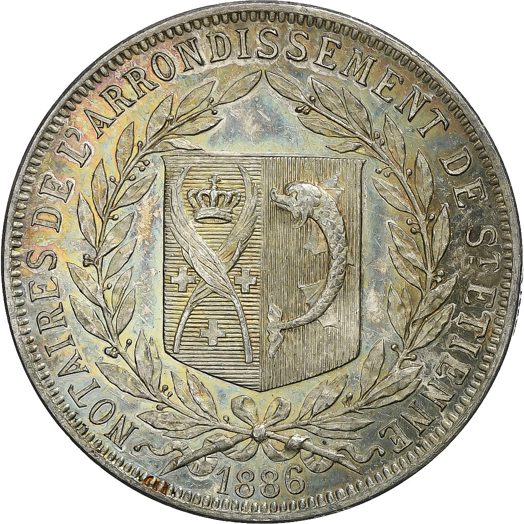 Francia, ficha, Notaires de l'Arrondissement de Saint-Etienne, 1886, Argento