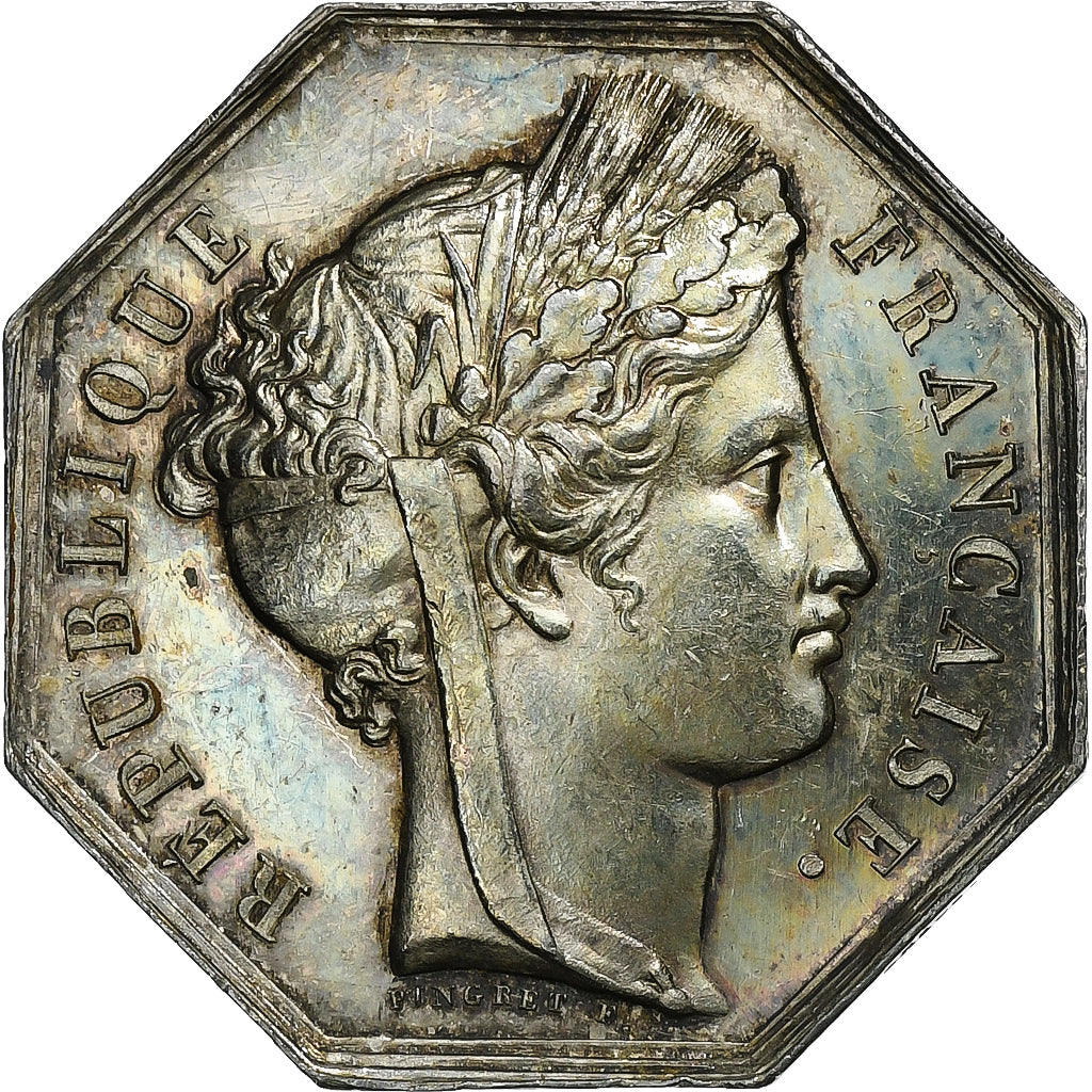 Francia, zeton, Notaires de l'Arrondissement de Fontainebleau, Plata, Pingret