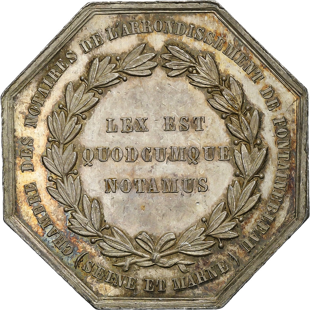 Francia, zeton, Notaires de l'Arrondissement de Fontainebleau, Plata, Pingret