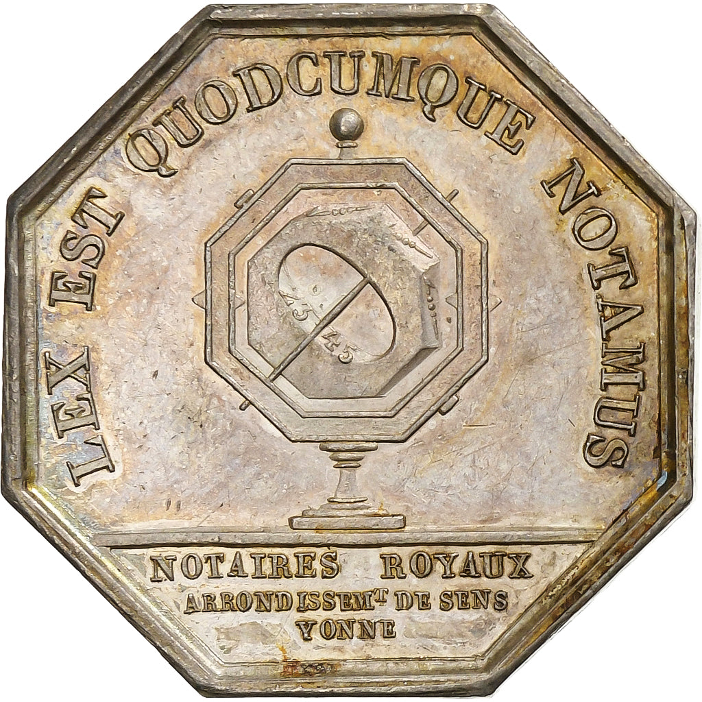 France, Token, Notaires de l'Arrondissement de Sens, Yonne, Silver, MS(60-62)