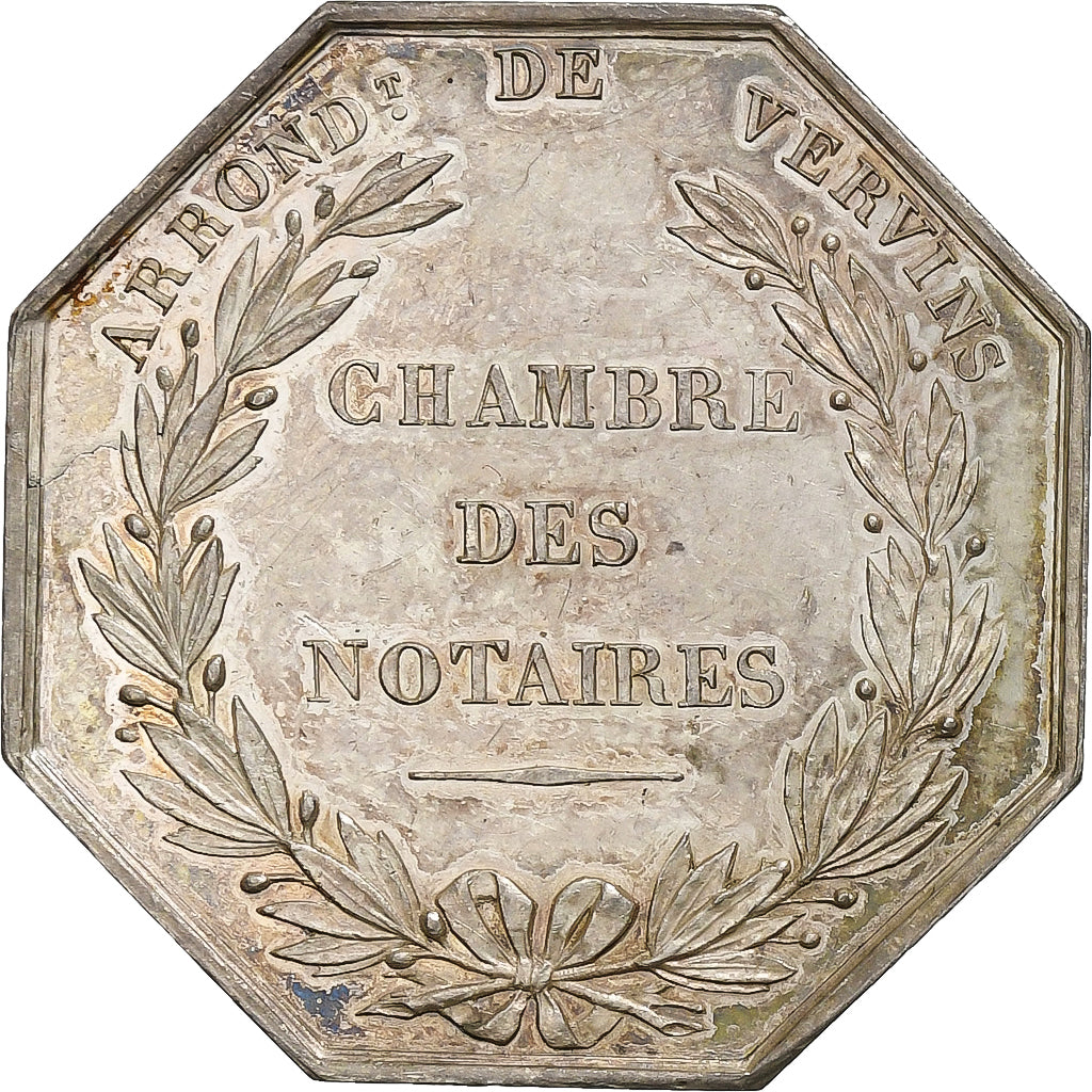 Francia, ficha, Notaires de l'Arrondissement de Vervins, 1836, Argento, Caqué