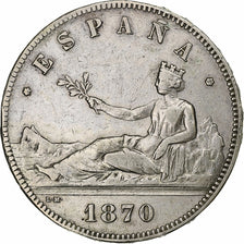Spain, Provisional Government, 5 Pesetas, 1870, Madrid, Silver, VF(30-35)