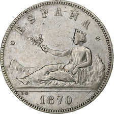 Spain, Provisional Government, 5 Pesetas, 1870, Madrid, Silver, VF(30-35)