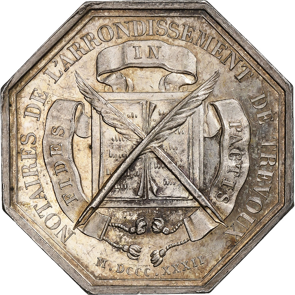 France, Jeton, Notaires de l'Arrondissement de Trévoux, 1832, Argent, SUP