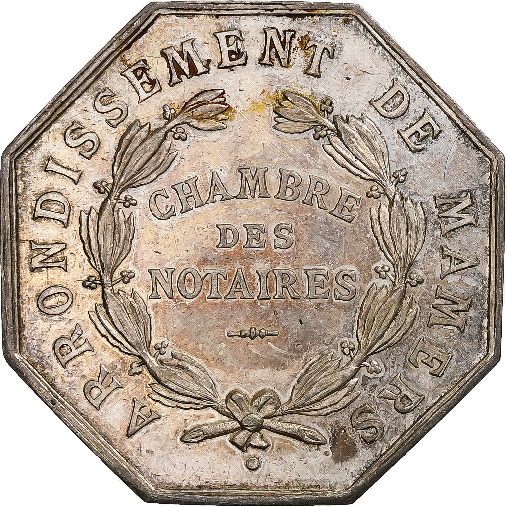 Francia, zeton, Notaires de l'Arrondissement de Mamers, Plata, EBC+, Lerouge:177