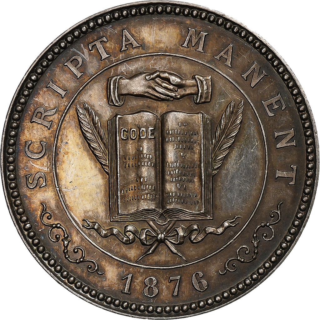 France, Token, Notaires de l'Arrondissement de Montbrison, 1876, Silver, MS(63)