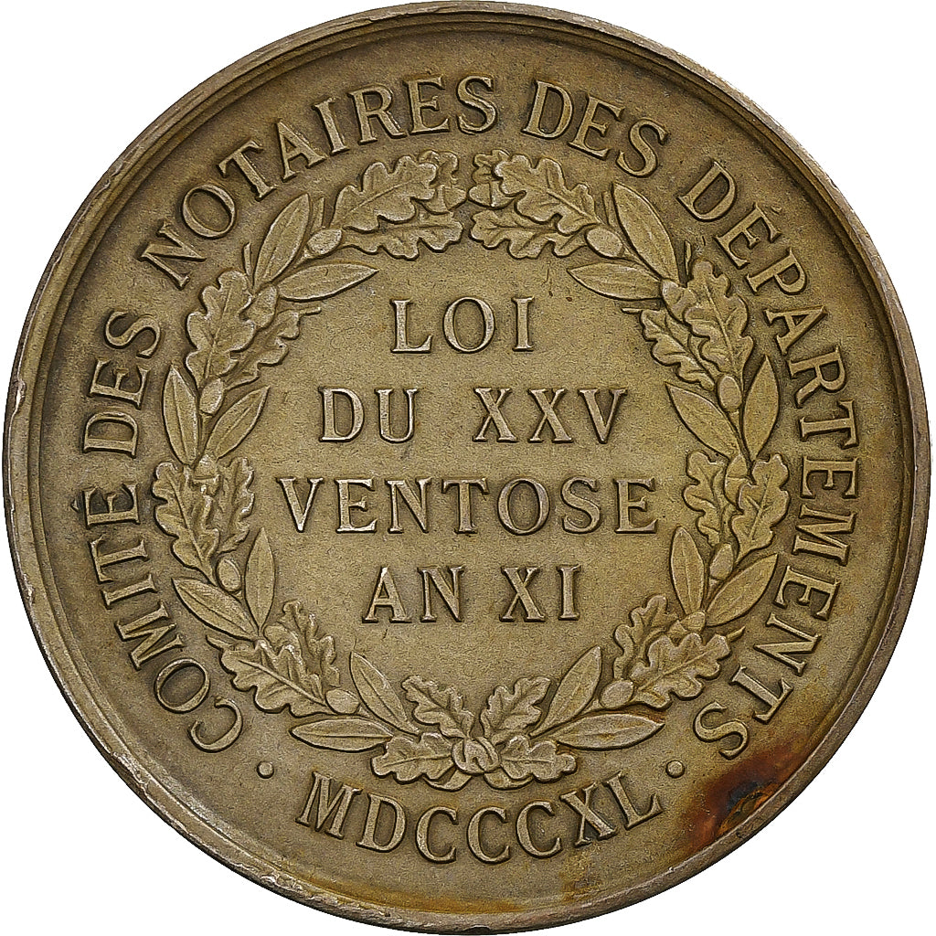 França, Token, Napoléon Bonaparte, Comité des Notaires, 1840, Prata, Barre
