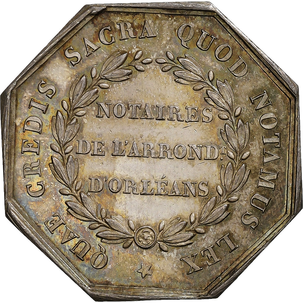 Francia, zeton, Napoléon III, Notaires de l'Arrondissement d'Orléans, Plata