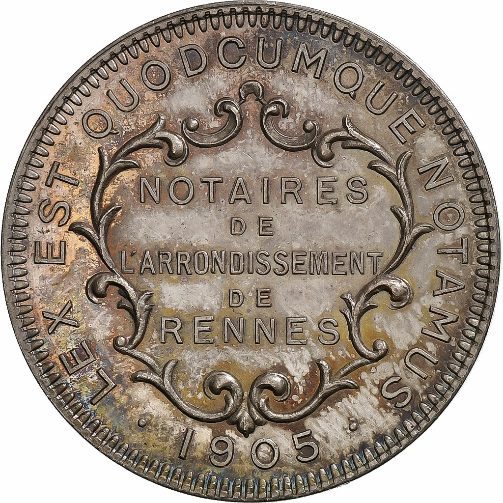 France, Token, Notaires de l'Arrondissement de Rennes, 1905, Silver, AU(55-58)