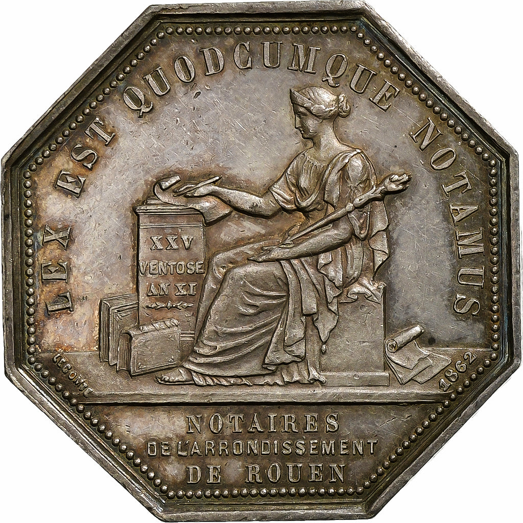 France, Token, Napoléon III, Notaires de l'Arrondissement de Rouen, 1862