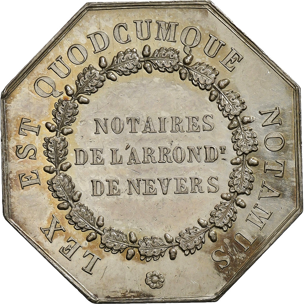 France, Jeton, Notaires de l'Arrondissement de Nevers, Nièvre, Argent, SUP