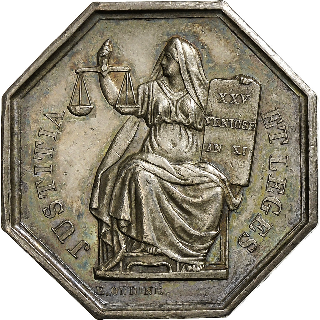 France, Token, Notaires de l'Arrondissement de Tours, Silver, Oudiné